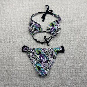 Y2K Oxygen Bikini Set Multicolored Abstract Artsy Doodle Graffiti AOP Read